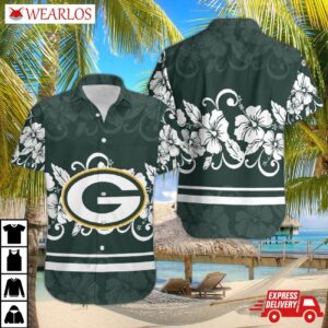 Green Bay Packers Floral Crest Hawaiian Shirt