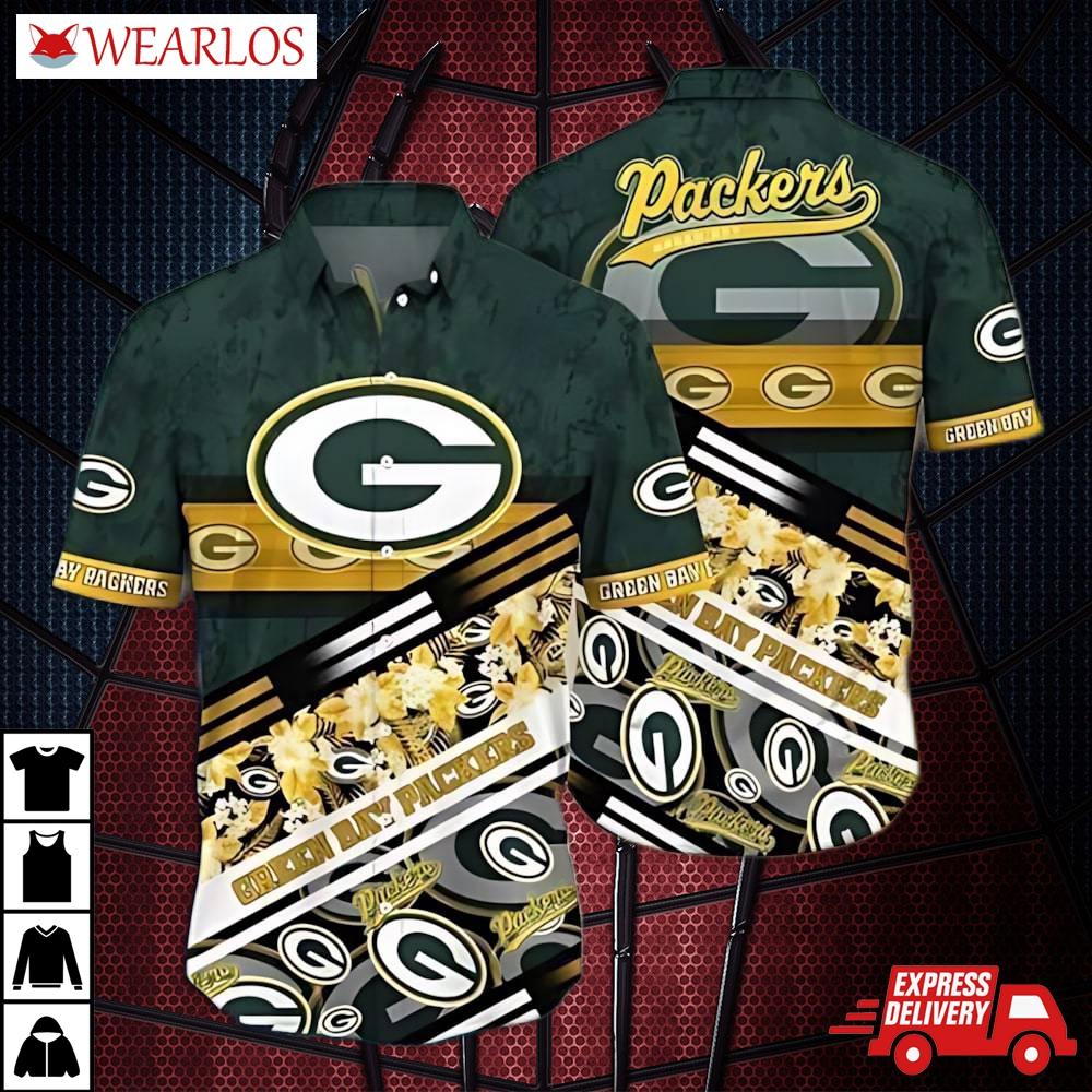 Green Bay Packers Floral Fan Frenzy Hawaiian Shirt