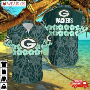 Green Bay Packers Flower And Logo Hawaiian Shirt