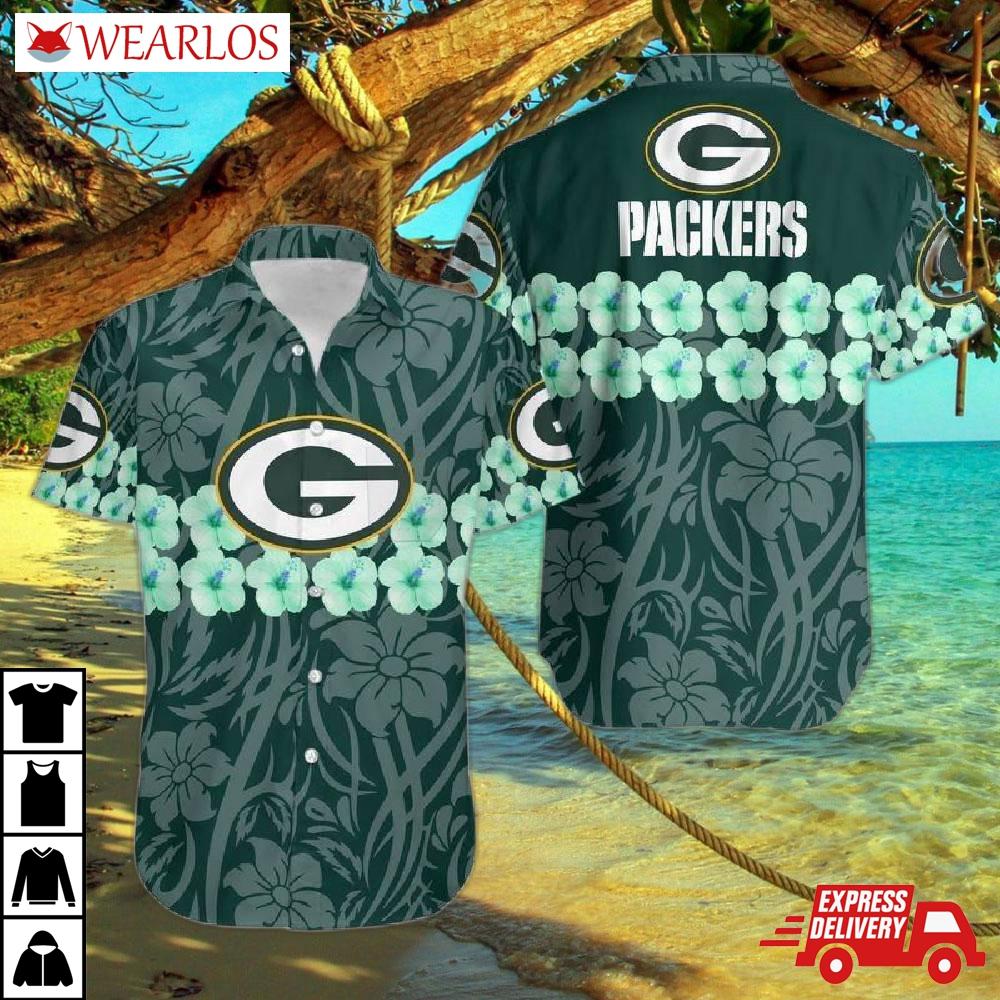 Green Bay Packers Flower And Logo Hawaiian Shirt