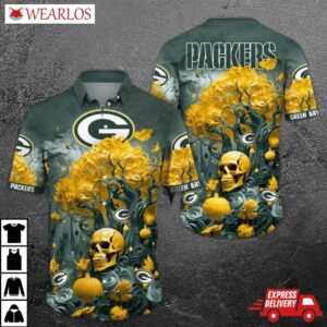 Green Bay Packers Halloween Skull Hawaiian Shirt