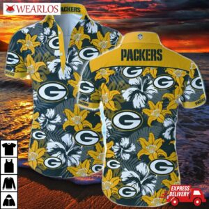 Green Bay Packers Hibiscus Wave Hawaiian Shirt