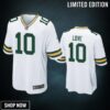 Green Bay Packers Jordan Love White 2025 Nfl Draft Game Jersey