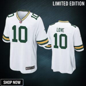 Green Bay Packers Jordan Love White 2025 Nfl Draft Game Jersey