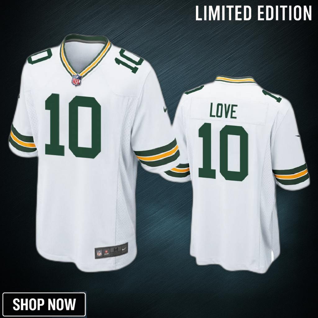 Green Bay Packers Jordan Love White 2025 Nfl Draft Game Jersey