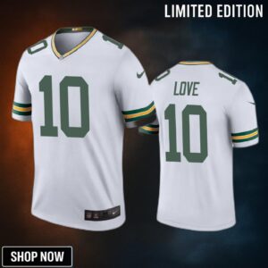 Green Bay Packers Jordan Love White Color Rush Legend Jersey - Mens