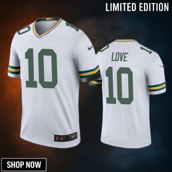 Green Bay Packers Jordan Love White Color Rush Legend Jersey - Mens