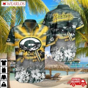 Green Bay Packers Paradise Gold Wave Hawaiian Shirt
