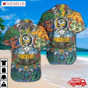 Green Bay Packers Psychedelic Bears Hawaiian Shirt