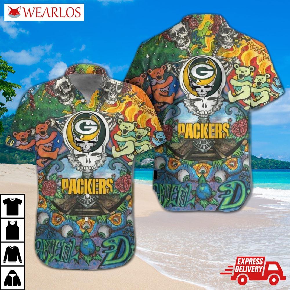 Green Bay Packers Psychedelic Bears Hawaiian Shirt