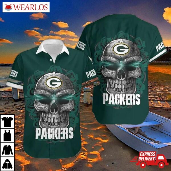 Green Bay Packers Skull Flame Hawaiian Shirt