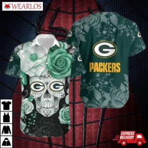 Green Bay Packers Skull Floral Fantasy Hawaiian Shirt