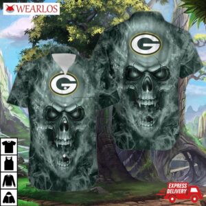 Green Bay Packers Smoke Skull Hawaiian Shirt