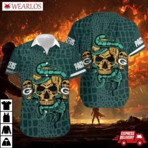Green Bay Packers Snake Skull Hawaiian Shirt