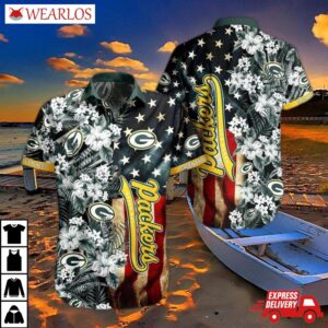 Green Bay Packers Stars & Stripes Floral Hawaiian Shirt