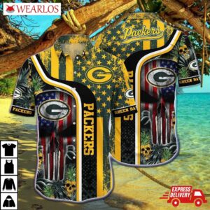Green Bay Packers Stars & Stripes Skull Hawaiian Shirt