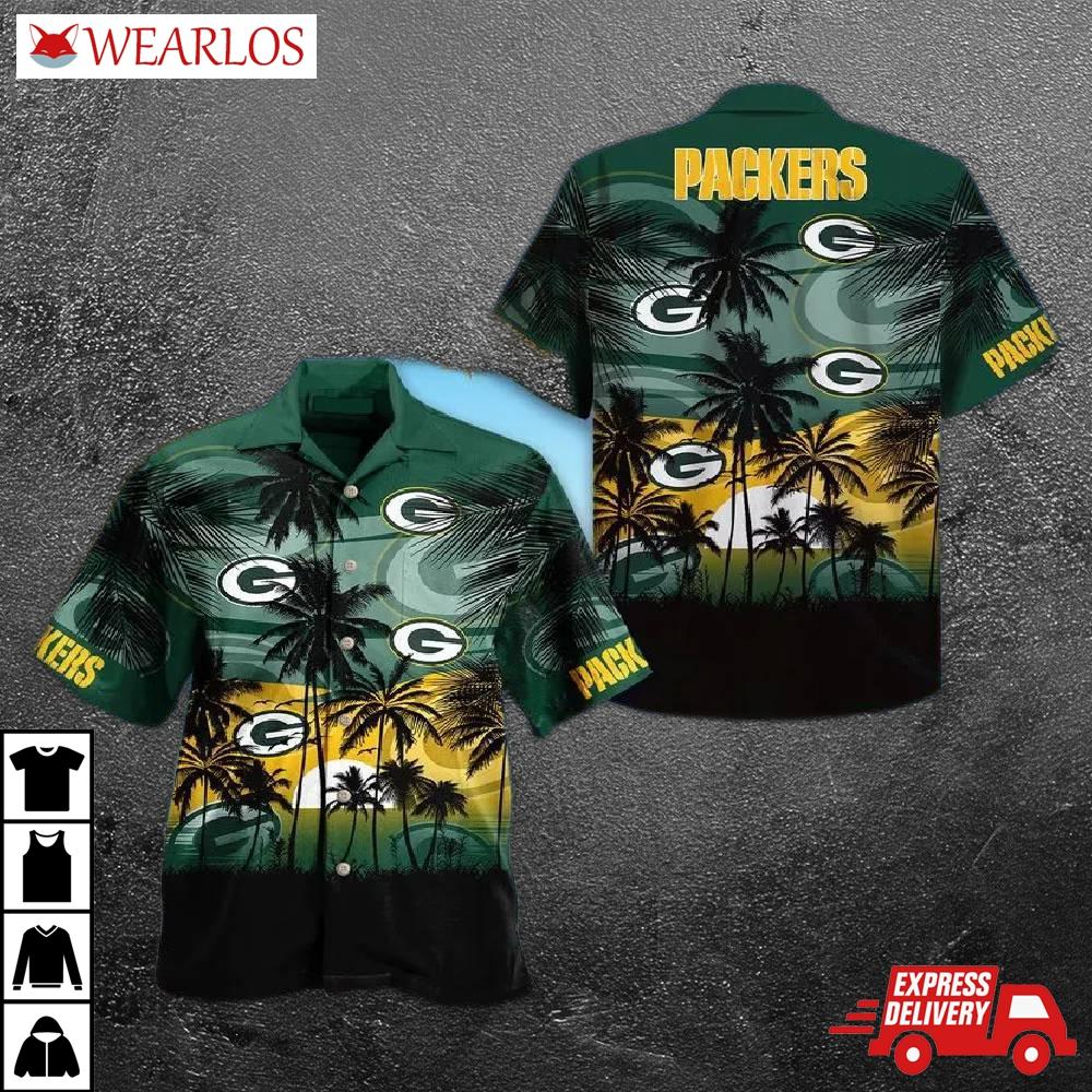 Green Bay Packers Sunset Palms Hawaiian Shirt