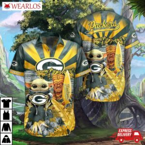 Green Bay Packers Surf & Sun Baby Yoda Hawaiian Shirt