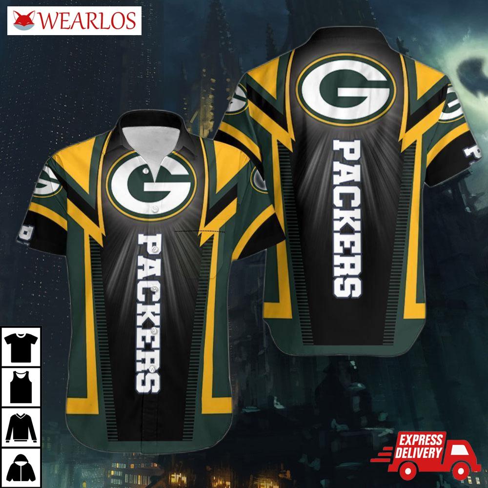 Green Bay Packers Thunderbolt Stripes Hawaiian Shirt