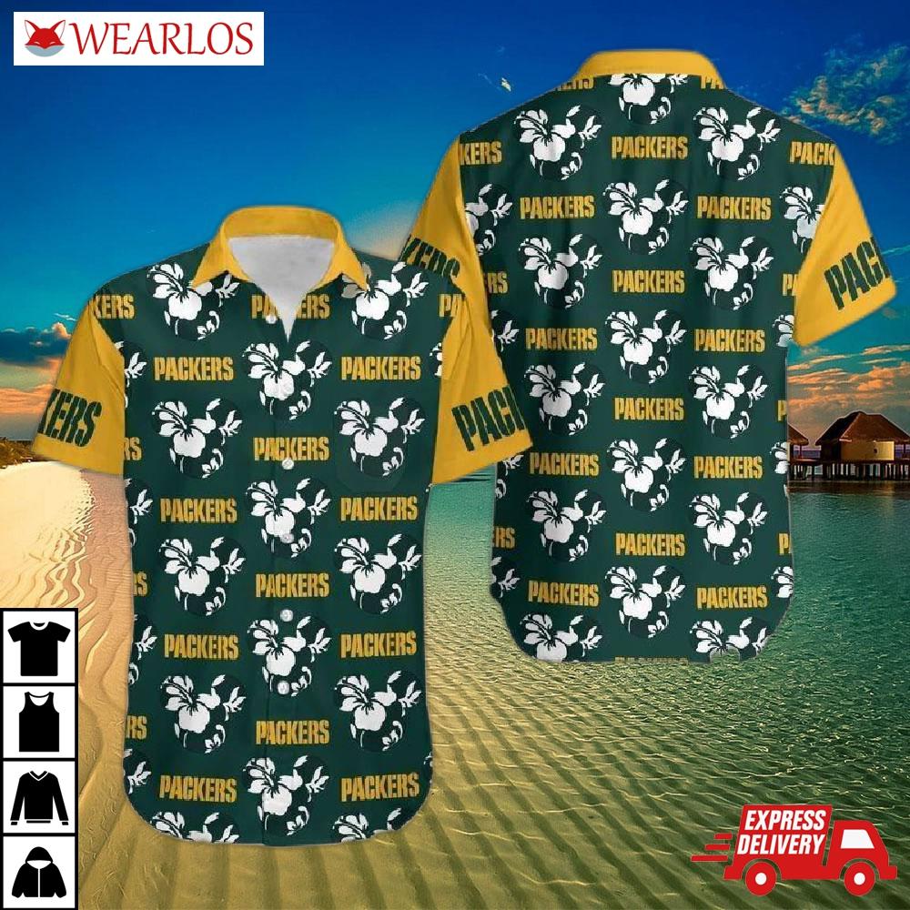 Green Bay Packers Tropical Hibiscus Hawaiian Shirt