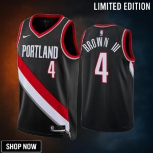 Greg Brown 3D 4 Portland Trail Blazers -23 Icon Edition Black Jersey