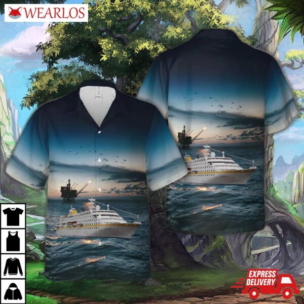 Hamburg-america Line Cruise Ship Ms Hamburg Hawaiian Shirt