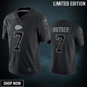Harrison Butker 7 Kansas City Chiefs Black Reflective Limited Jersey - Men