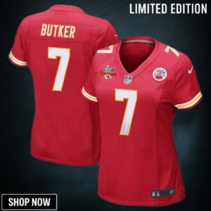 Harrison Butker 7 Kansas City Chiefs Super Bowl Lvii Champions 3 Stars Women Game Jersey - Red