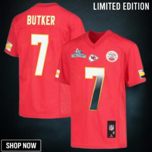 Harrison Butker 7 Kansas City Chiefs Super Bowl Lvii Champions Youth Game Jersey - Red