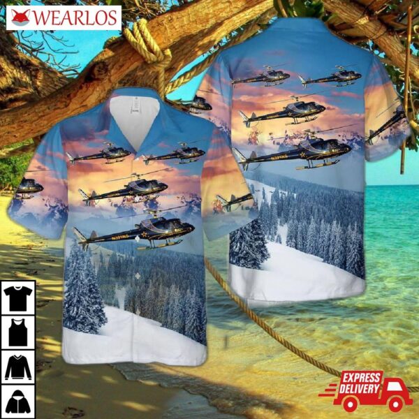 Heliski Eurocopter As350 B2 Helicopter Hawaiian Shirt