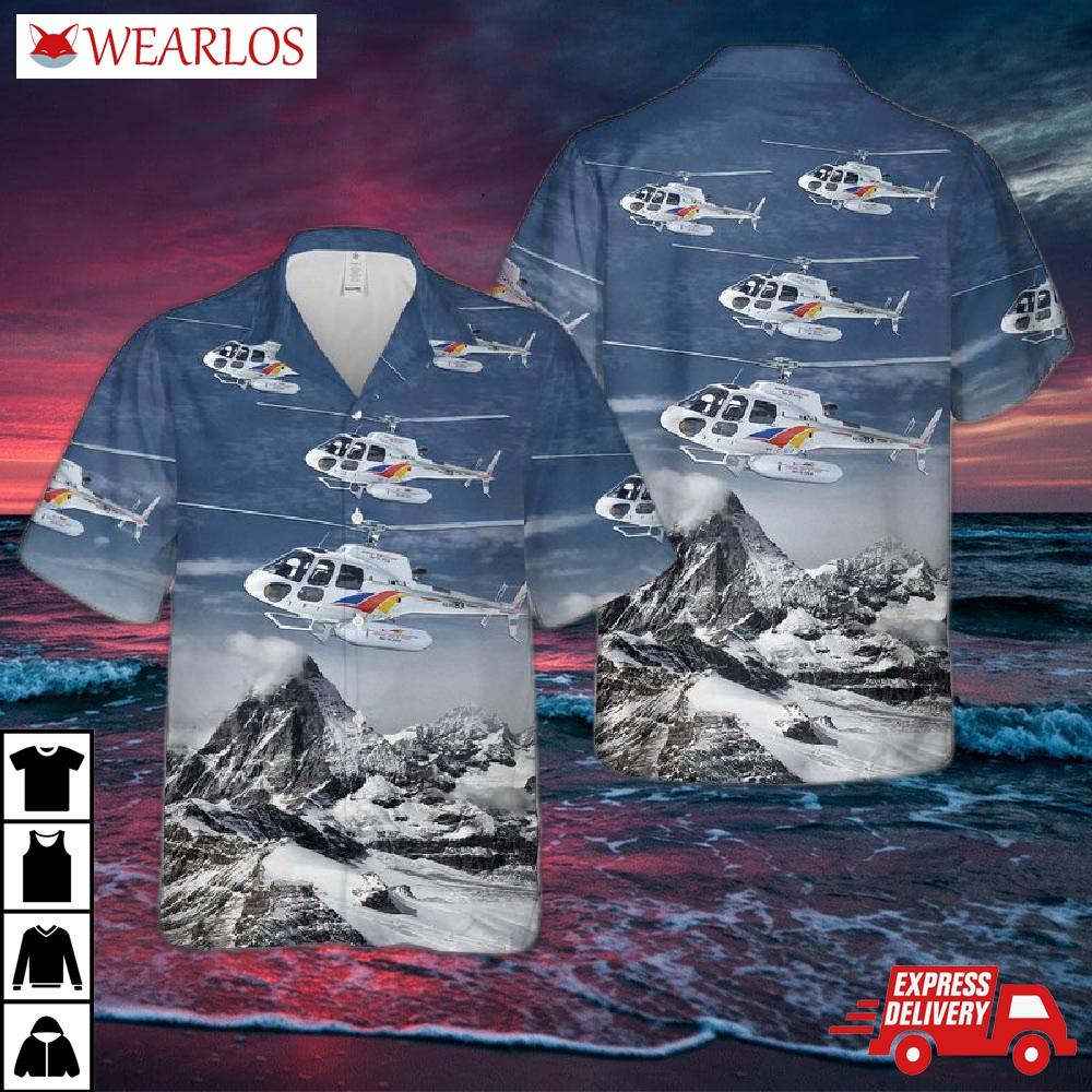 Heliski Eurocopteras350 B3 Helicopter Hawaiian Shirt