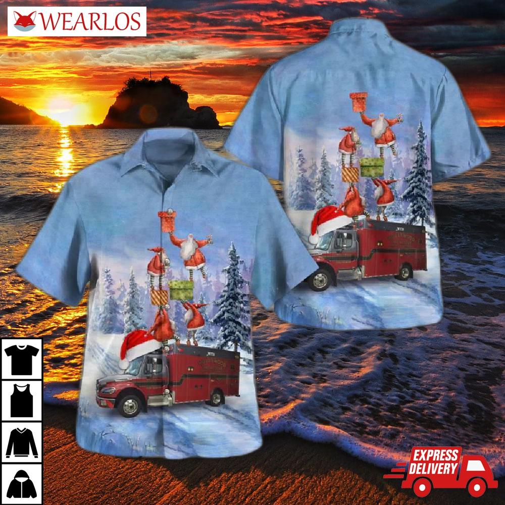 Hollywood Fire Department, Hollywood, Florida Christmas Hawaiian Shirt