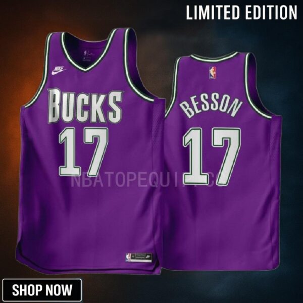 Hugo Besson 17 -23 Milwaukee Bucks Purple Classic Edition Men Jersey Swingman