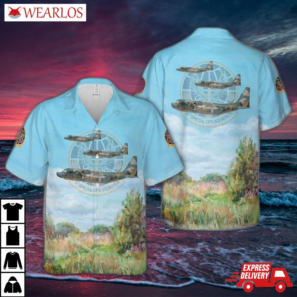 Hurlburt Field, Florida, Us Air Force 15th Special Operations Squadron Mc-130h Combat Talon Ii Hawaiian Shirt