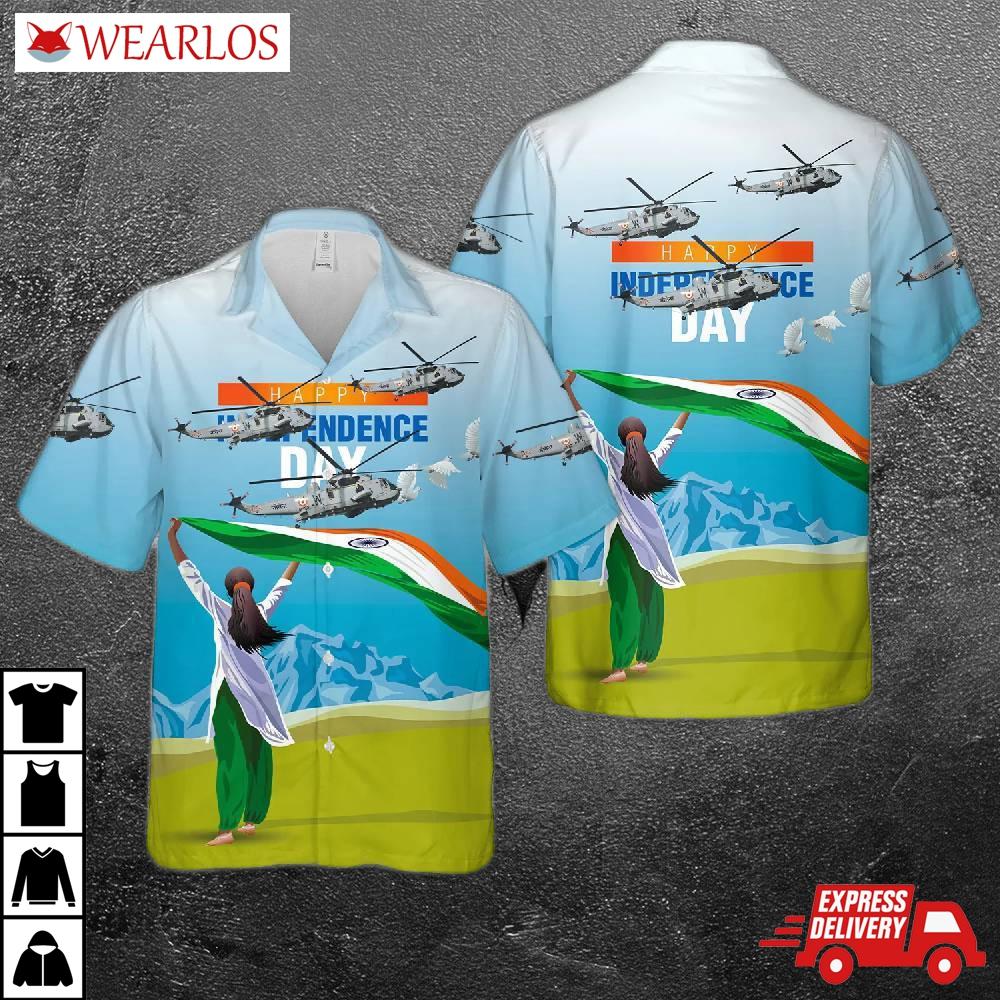 Indian Navy Westland Ws-61 Sea King Mk42b, Happy Independence Day India Hawaiian Shirt