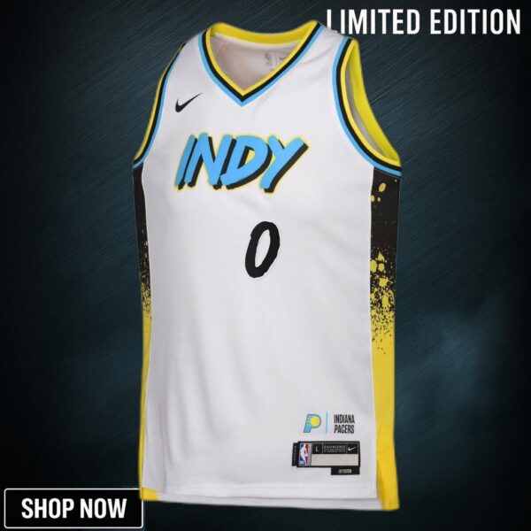 Indiana Pacers Nike City Edition Swingman Jersey - White Tyrese Haliburton Youth
