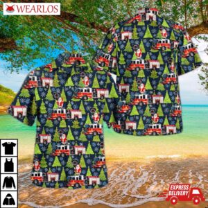 Indianapolis Fire Department Engine Christmas Hawaiian Shirt