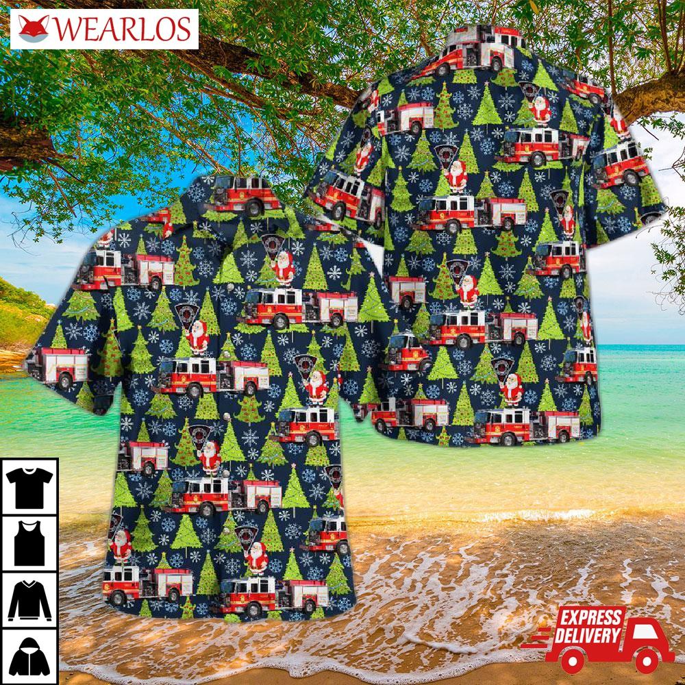 Indianapolis Fire Department Engine Christmas Hawaiian Shirt