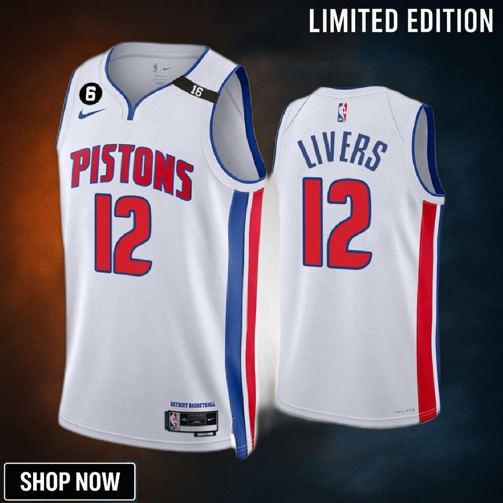 Isaiah Livers 12 Detroit Pistons White Association Edition Jersey -23 Swingman
