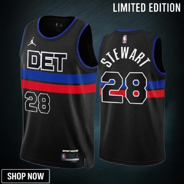 Isaiah Stewart 28 -23 Detroit Pistons Black Statement Edition Jersey Swingman