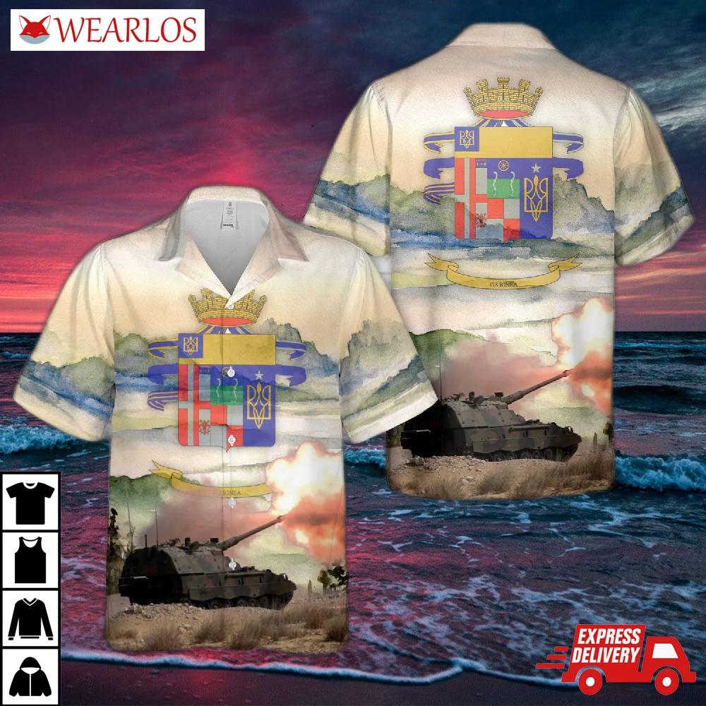 Italian Army 8th Field Artillery Regiment ''pasubio'' Pzh2000 Self-propelled Howitzer Hawaiian Shirt