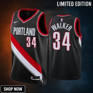 Jabari Walker 34 Portland Trail Blazers -23 Icon Edition Black Jersey