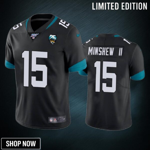 Jacksonville Jaguars Gardner Minshew Black 25th Anniversary Vapor Limited Jersey