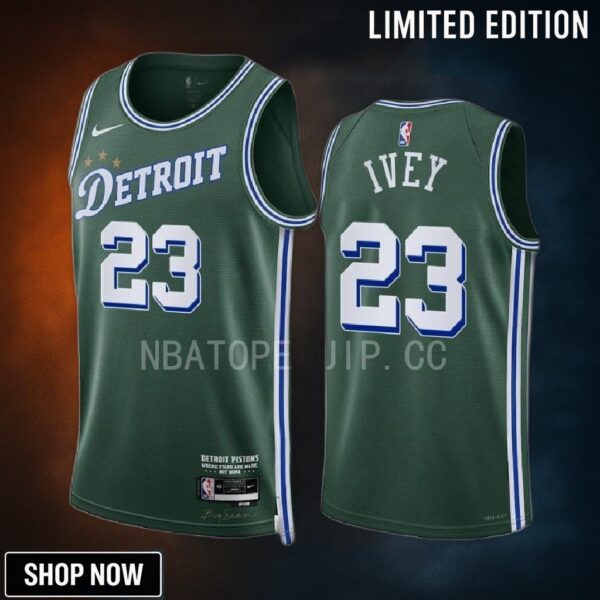 Jaden Ivey 23 -23 Detroit Pistons Green City Edition Jersey Swingman