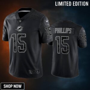 Jaelan Phillips 15 Miami Dolphins Black Reflective Limited Jersey - Men