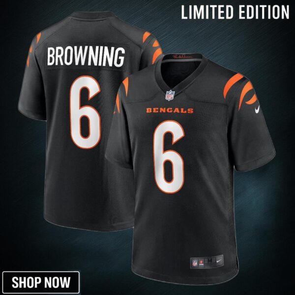 Jake Browning Cincinnati Bengals Game Jersey - Black Nfl