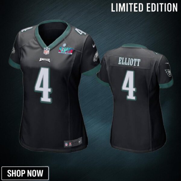 Jake Elliott 4 Philadelphia Eagles Super Bowl Lvii Black Game Jersey - Women