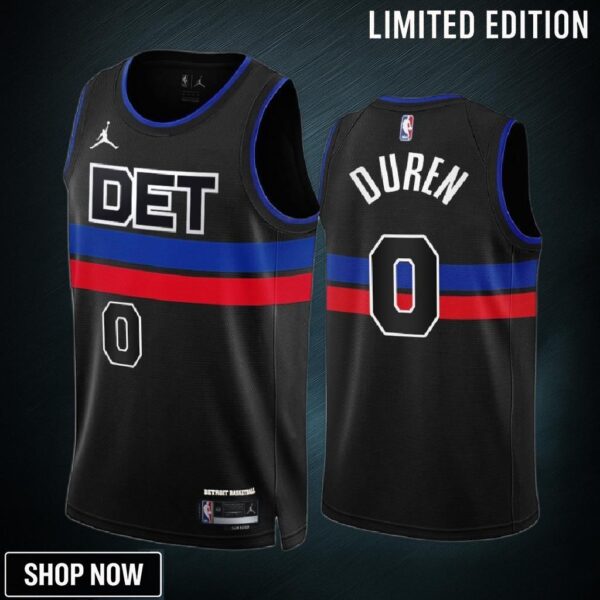 Jalen Duren 0 -23 Detroit Pistons Black Statement Edition Jersey Swingman