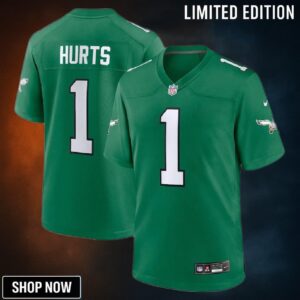 Jalen Hurts 1 Philadelphia Eagles Alternate Game Men Jersey - Kelly Green