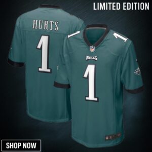 Jalen Hurts 1 Philadelphia Eagles Team Game Jersey - Midnight Green